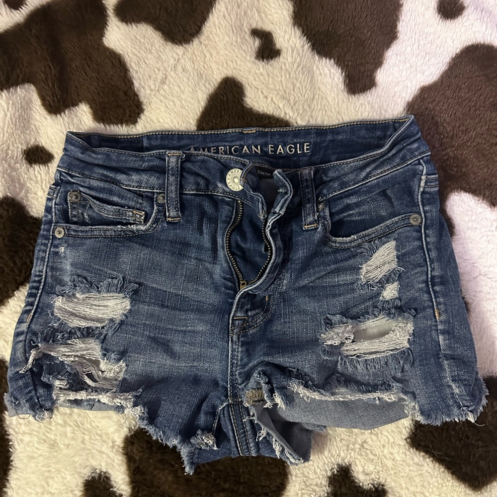 American Eagle Outfitters Distressed Blue Jean Shorts